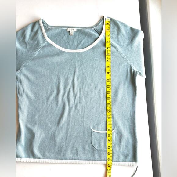 J Jill Aqua Blue Sweater Drawstring Pullover Vintage Crew Neck, Size MP - Picture 7 of 7
